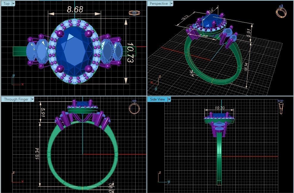 Ring 3D Print 3D print model 3D print model topaz and diamond... 3D print model_6
