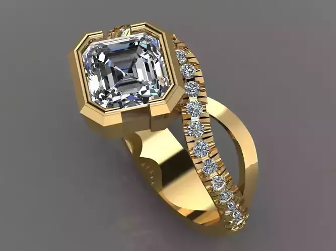 Ring 3D Print 3D print model 3D print model gold with topaz a... 3D print model