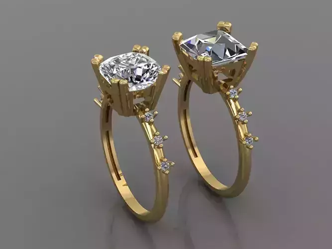 Ring 3D Print 3D print model 3D print model two sapphire and diamond engagement rings