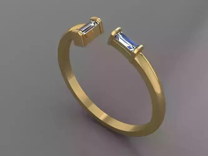 Ring 3D Print 3D print model 3D print model gold with two baguette stones