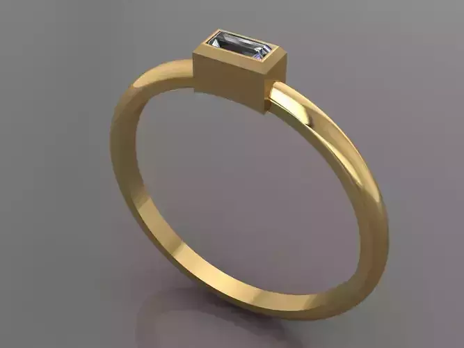 Ring 3D Print 3D print model 3D print model gold with square cut diamond