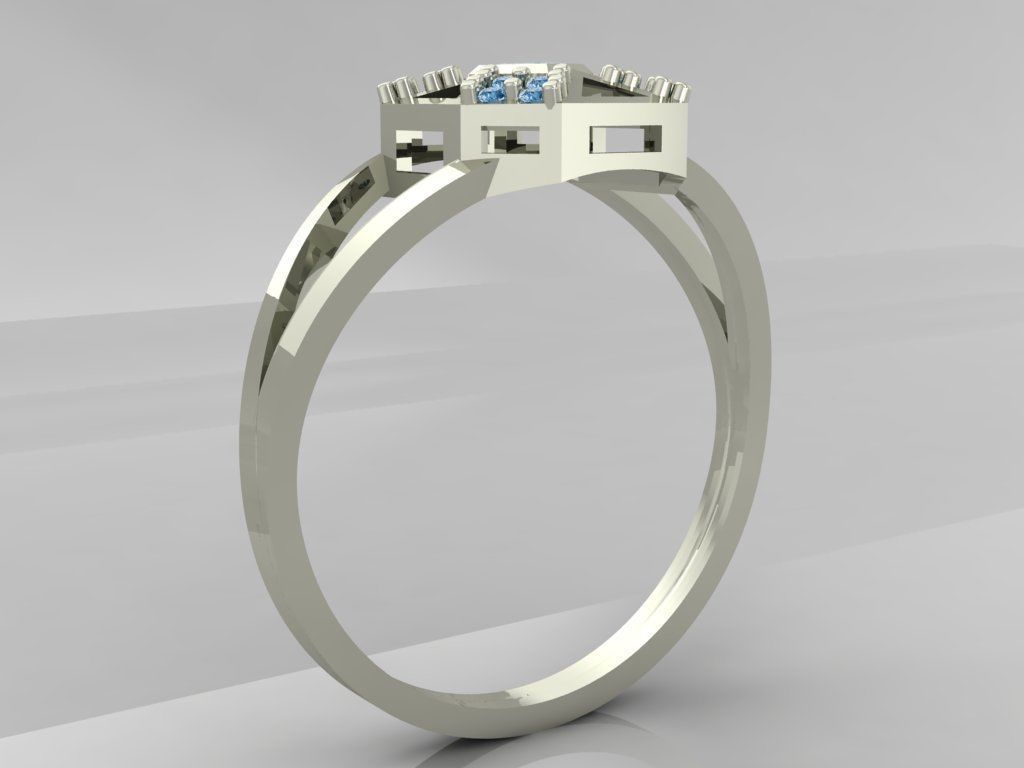 Ring 3D Print 3D print model 3D print model cross diamond 3D print model_5