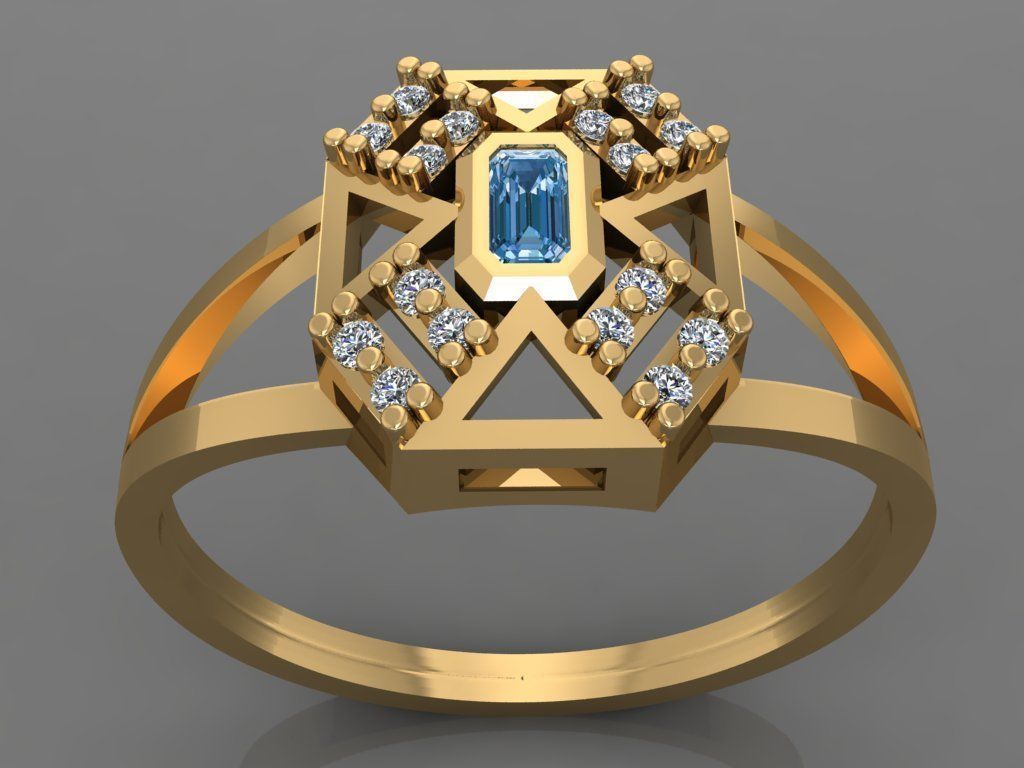 Ring 3D Print 3D print model 3D print model cross diamond 3D print model_1