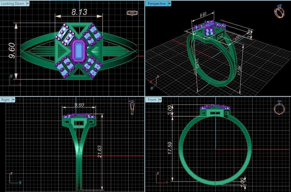 Ring 3D Print 3D print model 3D print model cross diamond 3D print model_6