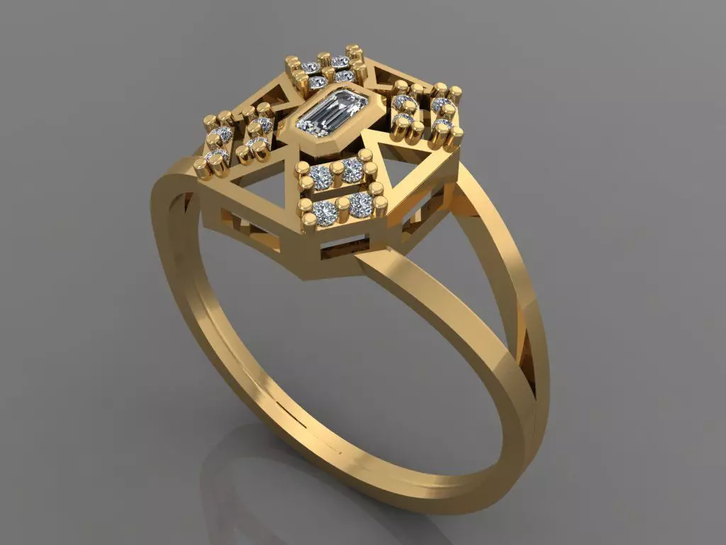Ring 3D Print 3D print model 3D print model cross diamond 3D print model_0
