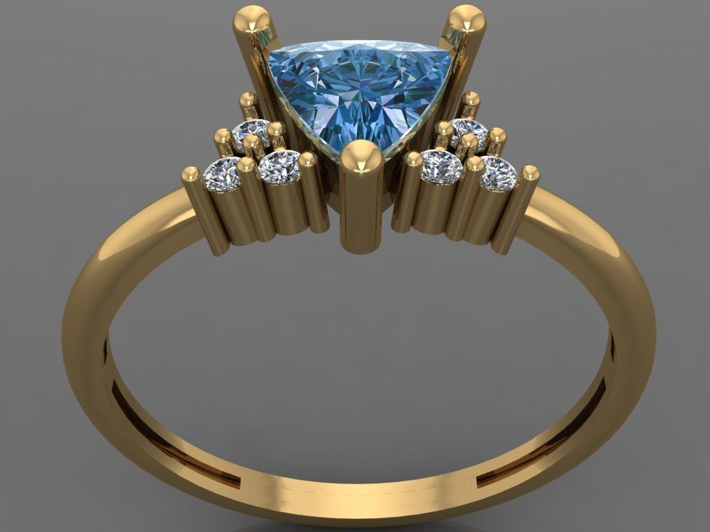 Ring 3D Print 3D print model 3D print model triangular diamon... 3D print model_1