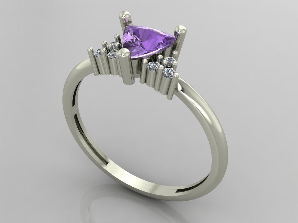 Ring 3D Print 3D print model 3D print model triangular diamon... 3D print model_2