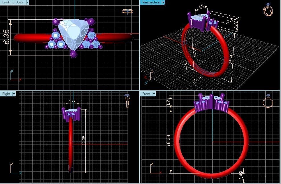 Ring 3D Print 3D print model 3D print model triangular diamon... 3D print model_5