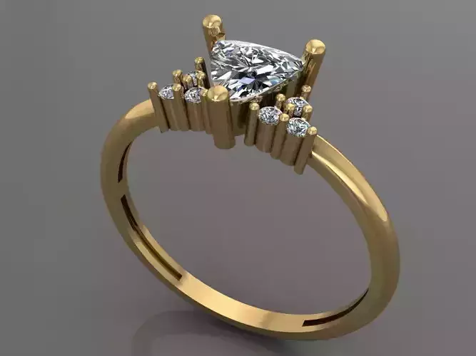 Ring 3D Print 3D print model 3D print model triangular diamond engagement