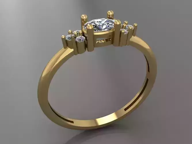 Ring 3D Print 3D print model 3D print model gold with topaz and diamonds