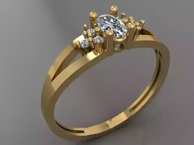 Ring 3D Print 3D print model 3D print model gold with topaz and diamonds