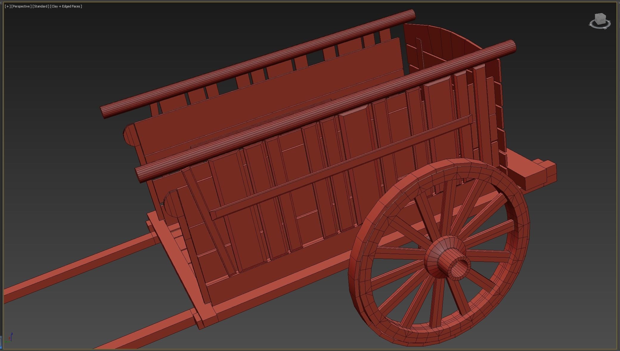 Medieval Cart  Low-poly 3D model_7