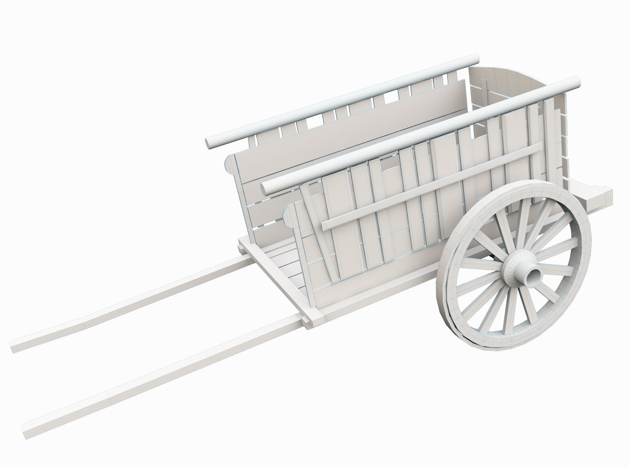 Medieval Cart  Low-poly 3D model_4