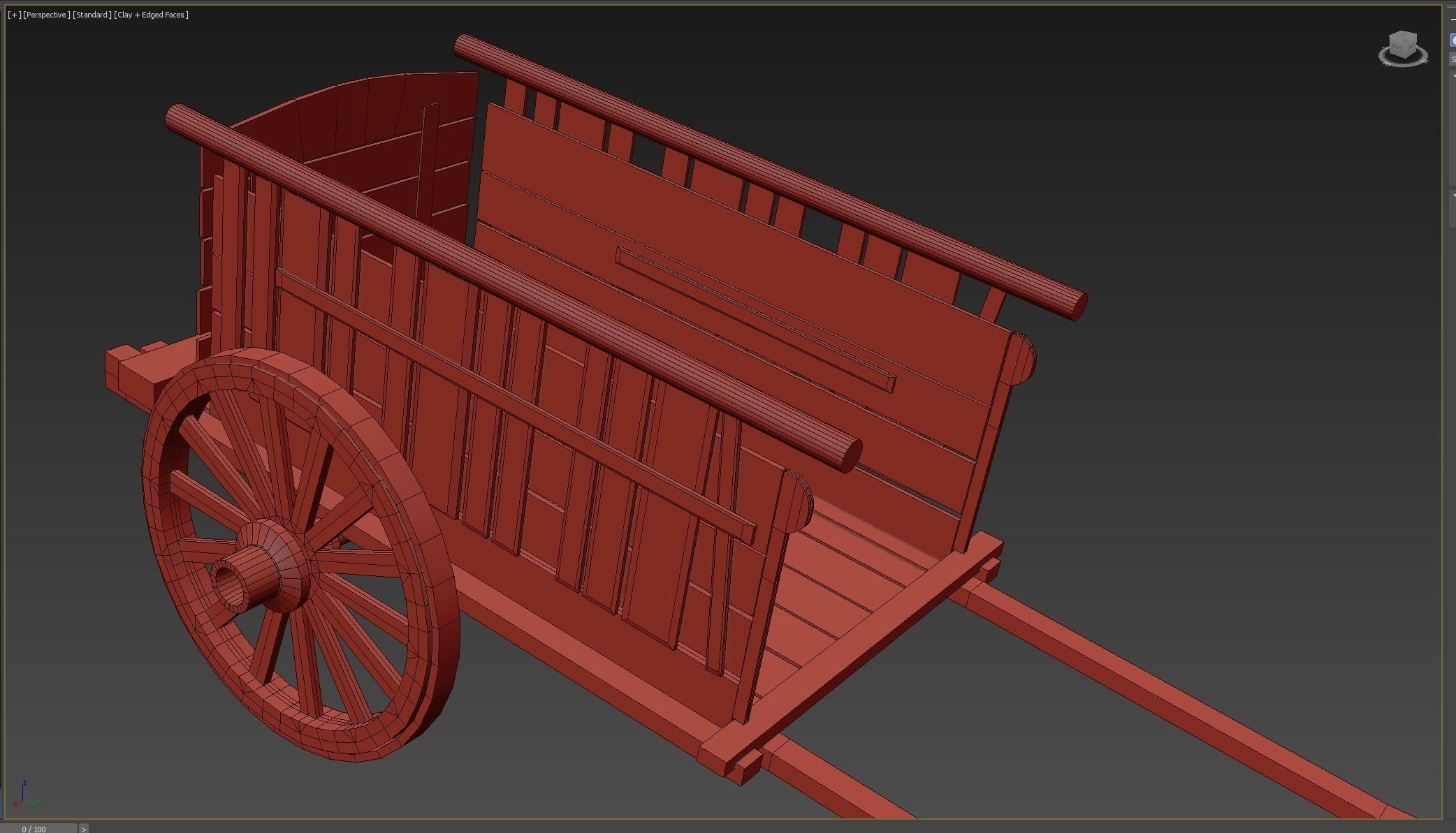 Medieval Cart  Low-poly 3D model_5