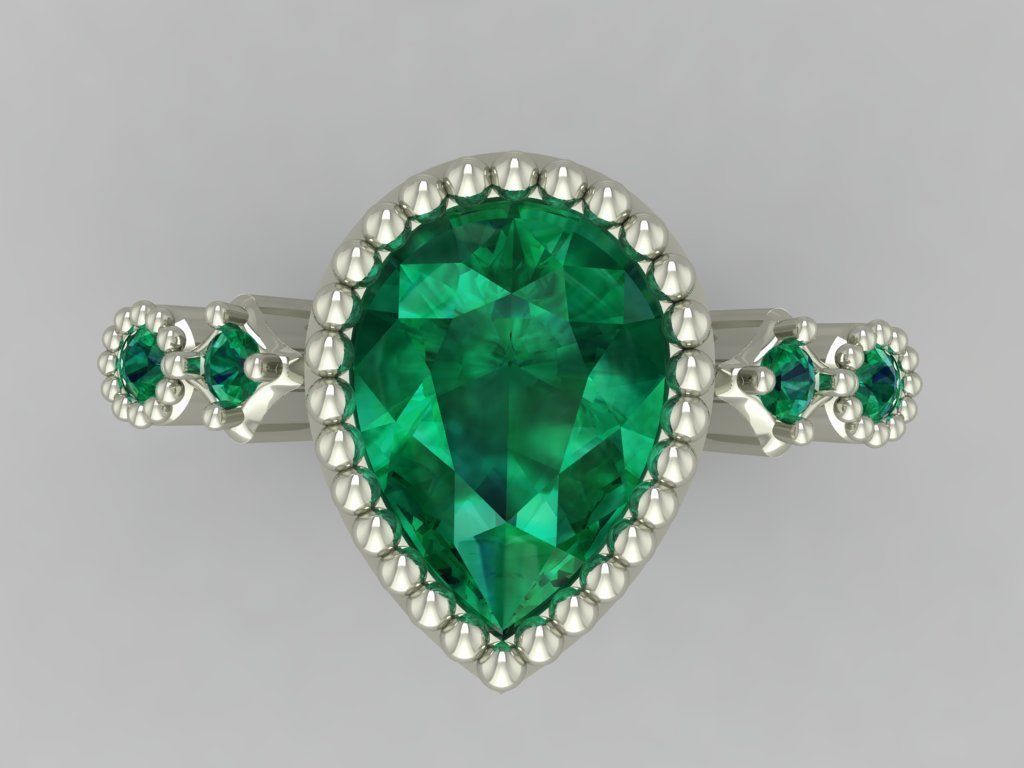 Ring 3D Print 3D print model 3D print model gold with pear sh... 3D print model_4