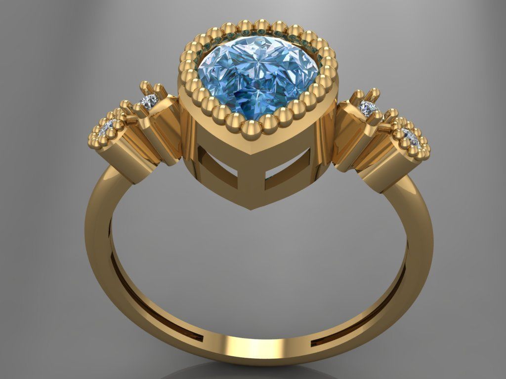 Ring 3D Print 3D print model 3D print model gold with pear sh... 3D print model_1