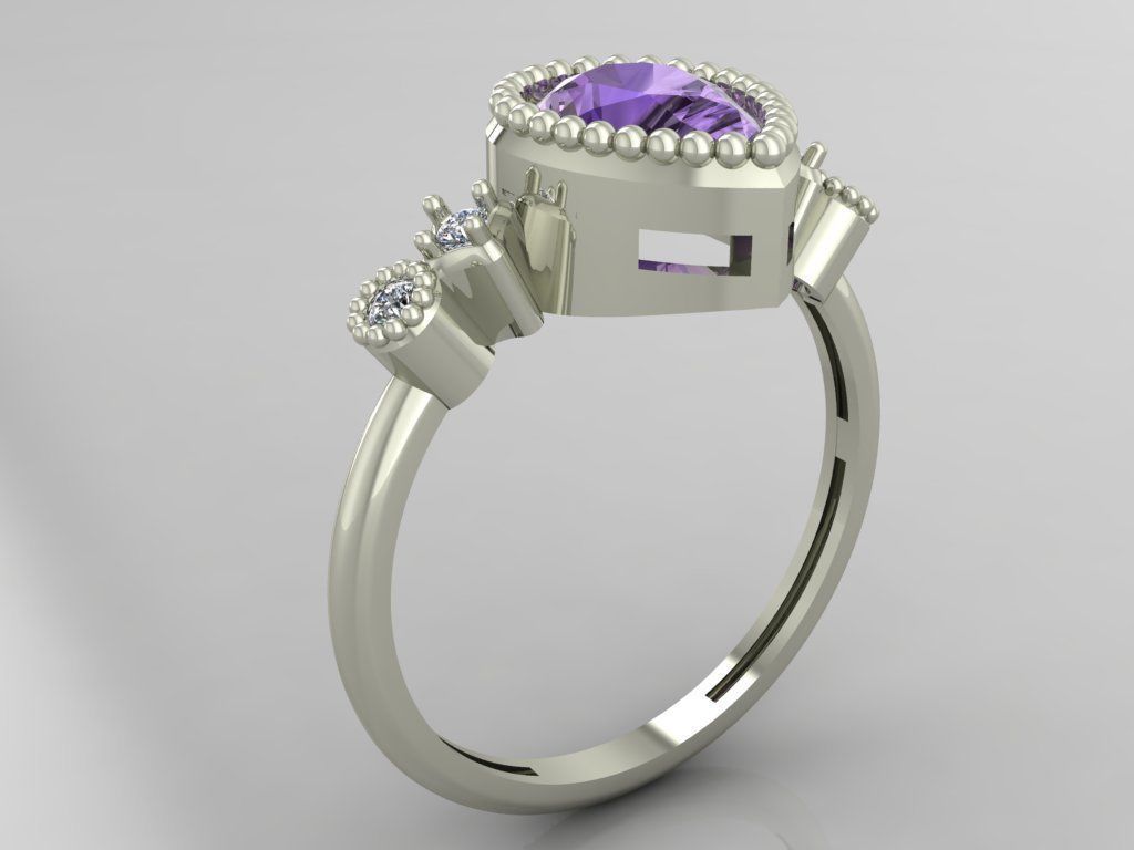 Ring 3D Print 3D print model 3D print model gold with pear sh... 3D print model_2