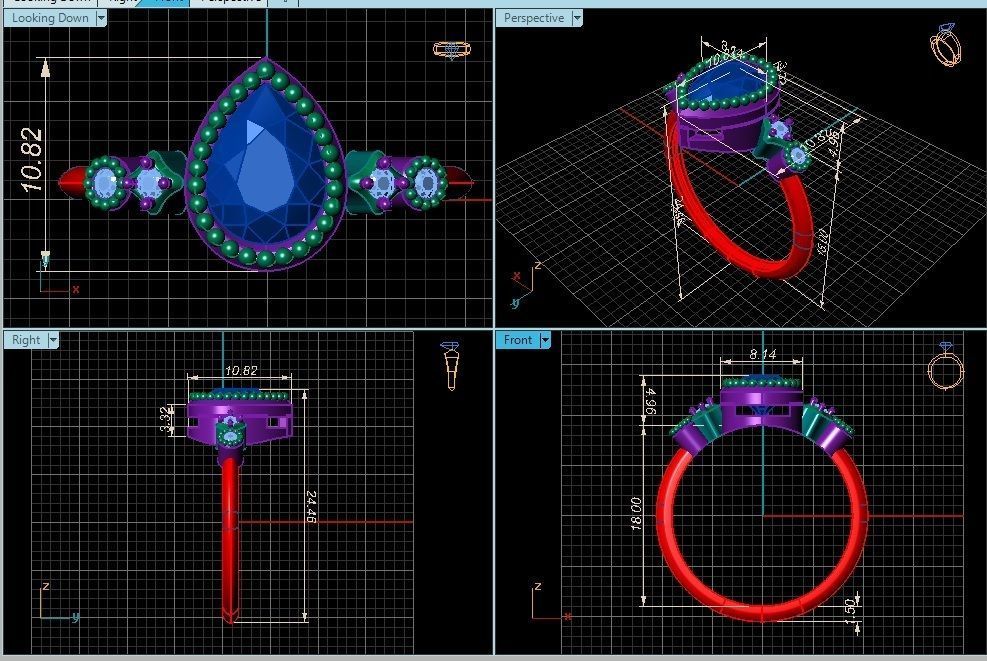 Ring 3D Print 3D print model 3D print model gold with pear sh... 3D print model_5