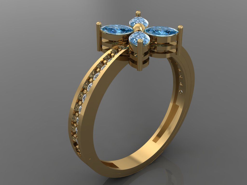 Ring 3D Print 3D print model 3D print model gold with topaz a... 3D print model_1