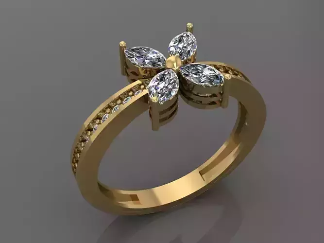 Ring 3D Print 3D print model 3D print model gold with topaz and diamonds