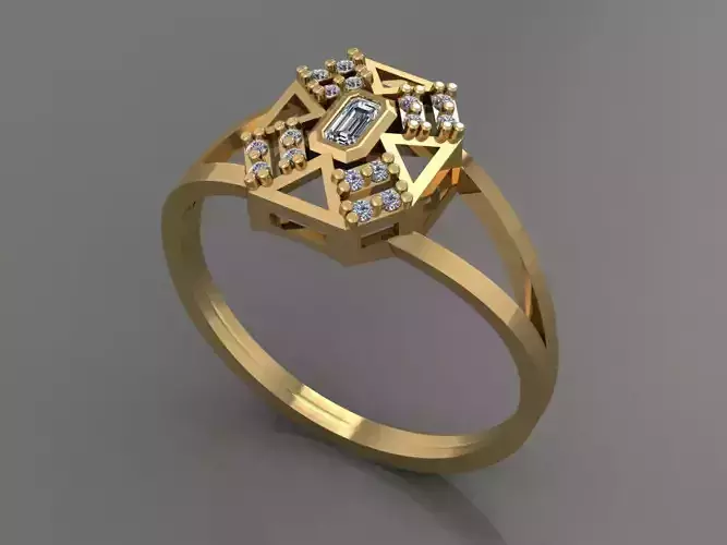 Ring 3D Print 3D print model 3D print model with baguette cut diamonds
