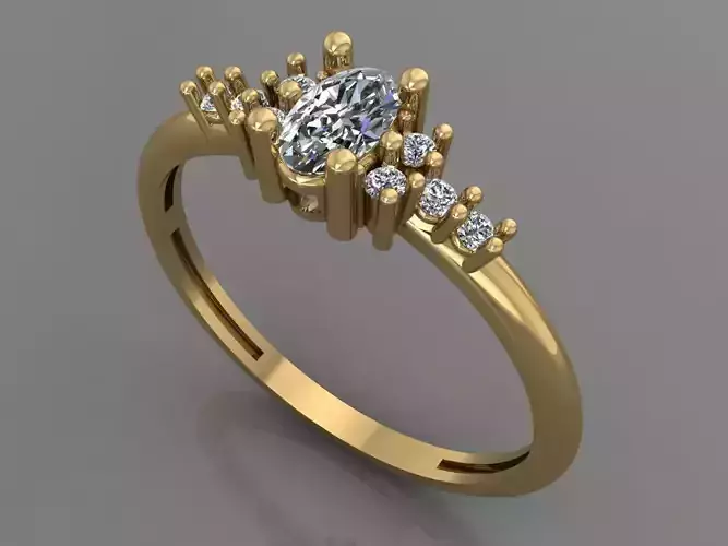 Ring 3D Print 3D print model 3D print model gold engagement with diamonds