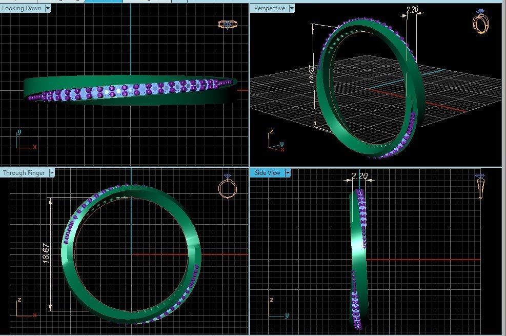 Ring 3D Print 3D print model 3D print model gold band with em... 3D print model_6