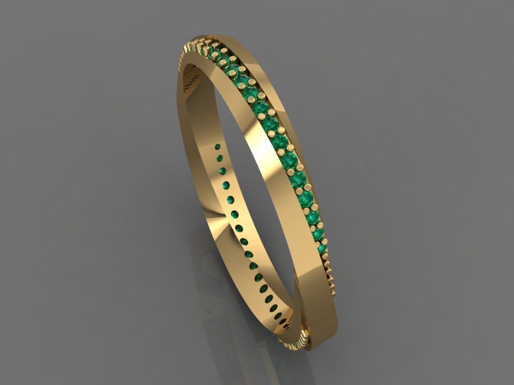 Ring 3D Print 3D print model 3D print model gold band with em... 3D print model_1