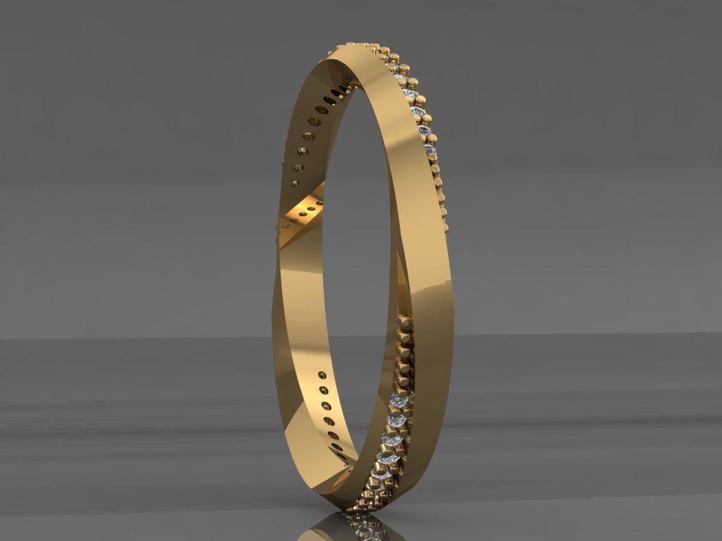 Ring 3D Print 3D print model 3D print model gold band with em... 3D print model_2