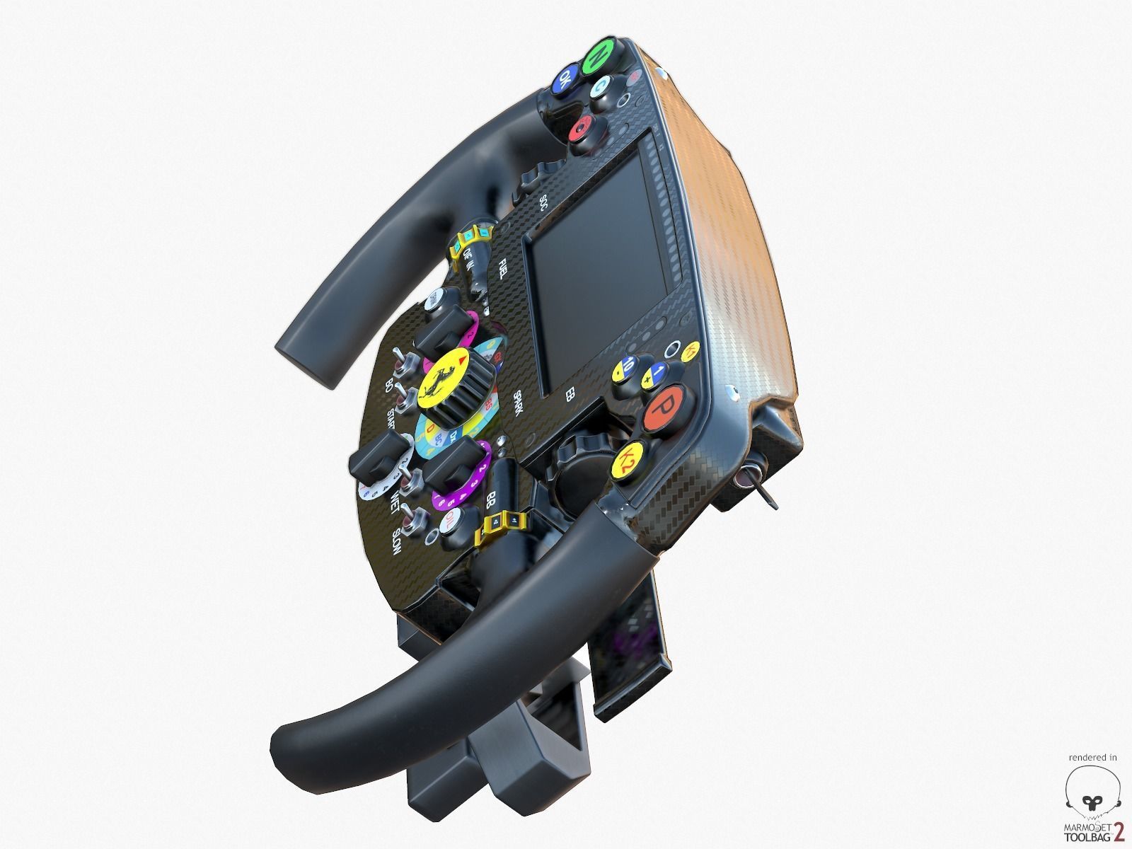 F1 Ferrari SF15-T Steer Wheel Formula PBR 2015 Low-poly 3D model_11