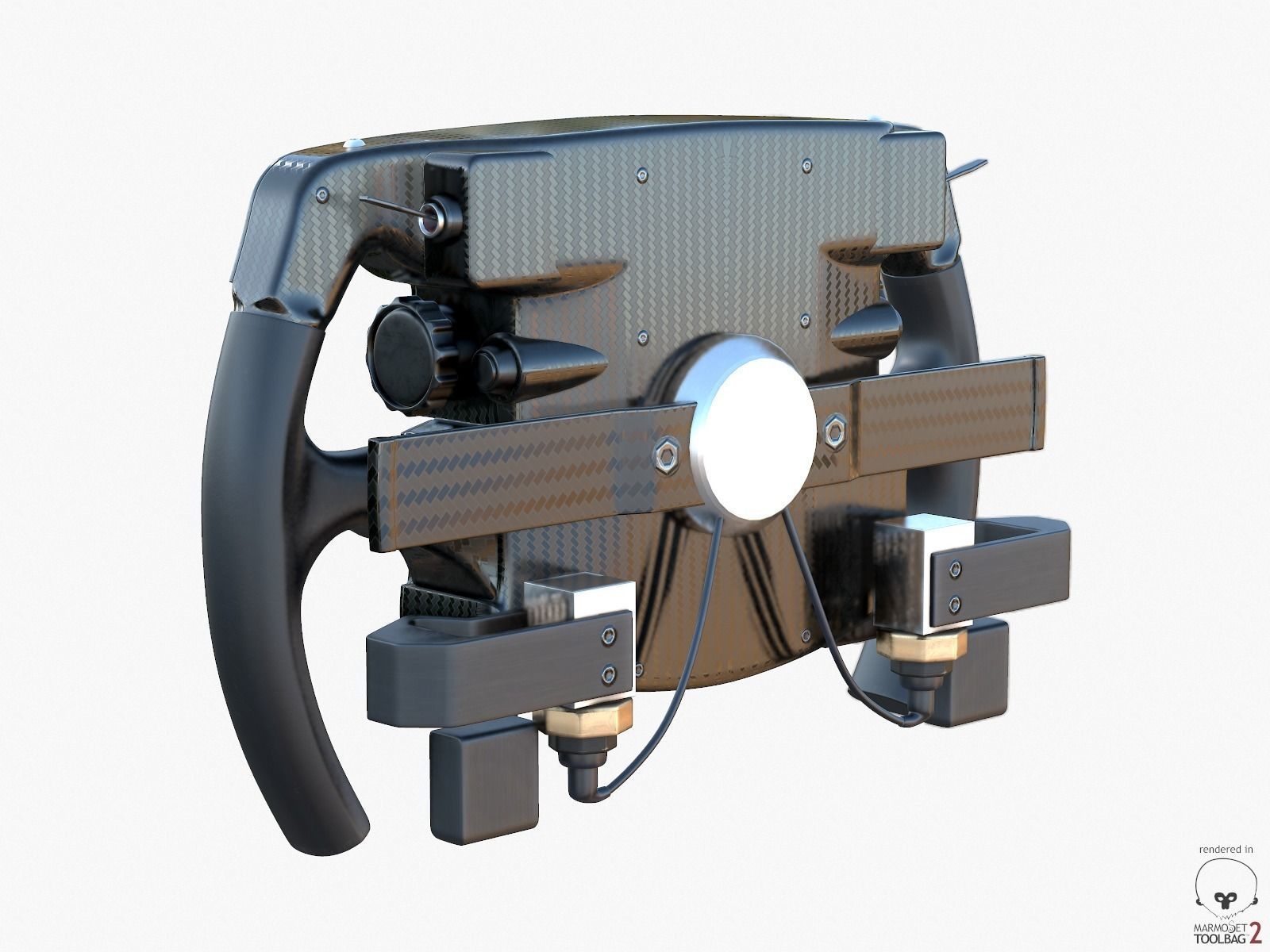 F1 Ferrari SF15-T Steer Wheel Formula PBR 2015 Low-poly 3D model_7