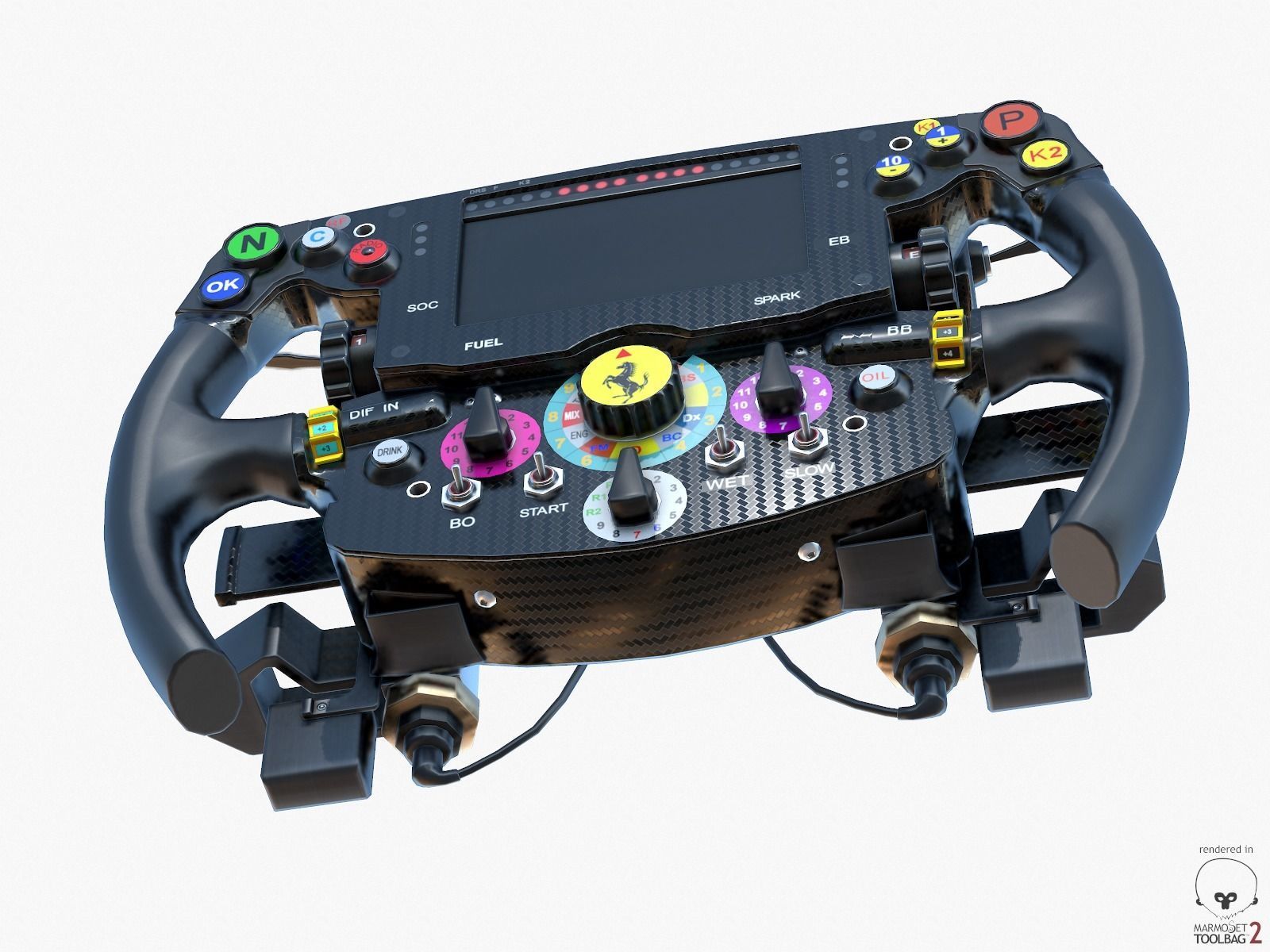 F1 Ferrari SF15-T Steer Wheel Formula PBR 2015 Low-poly 3D model_17