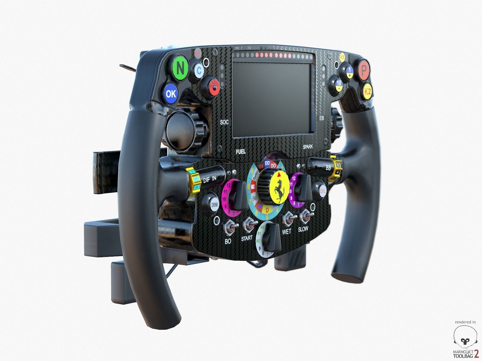 F1 Ferrari SF15-T Steer Wheel Formula PBR 2015 Low-poly 3D model_9