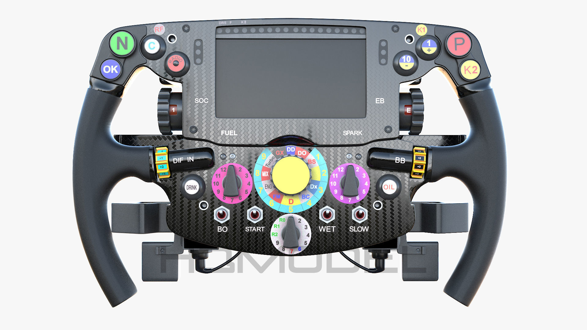 F1 Ferrari SF15-T Steer Wheel Formula PBR 2015 Low-poly 3D model_20