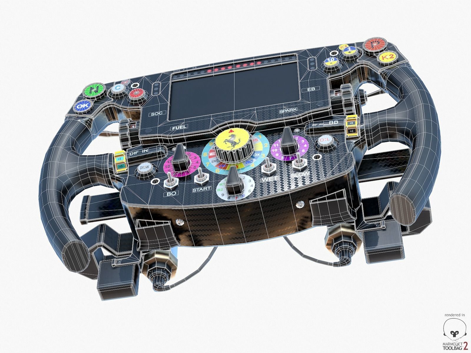 F1 Ferrari SF15-T Steer Wheel Formula PBR 2015 Low-poly 3D model_18