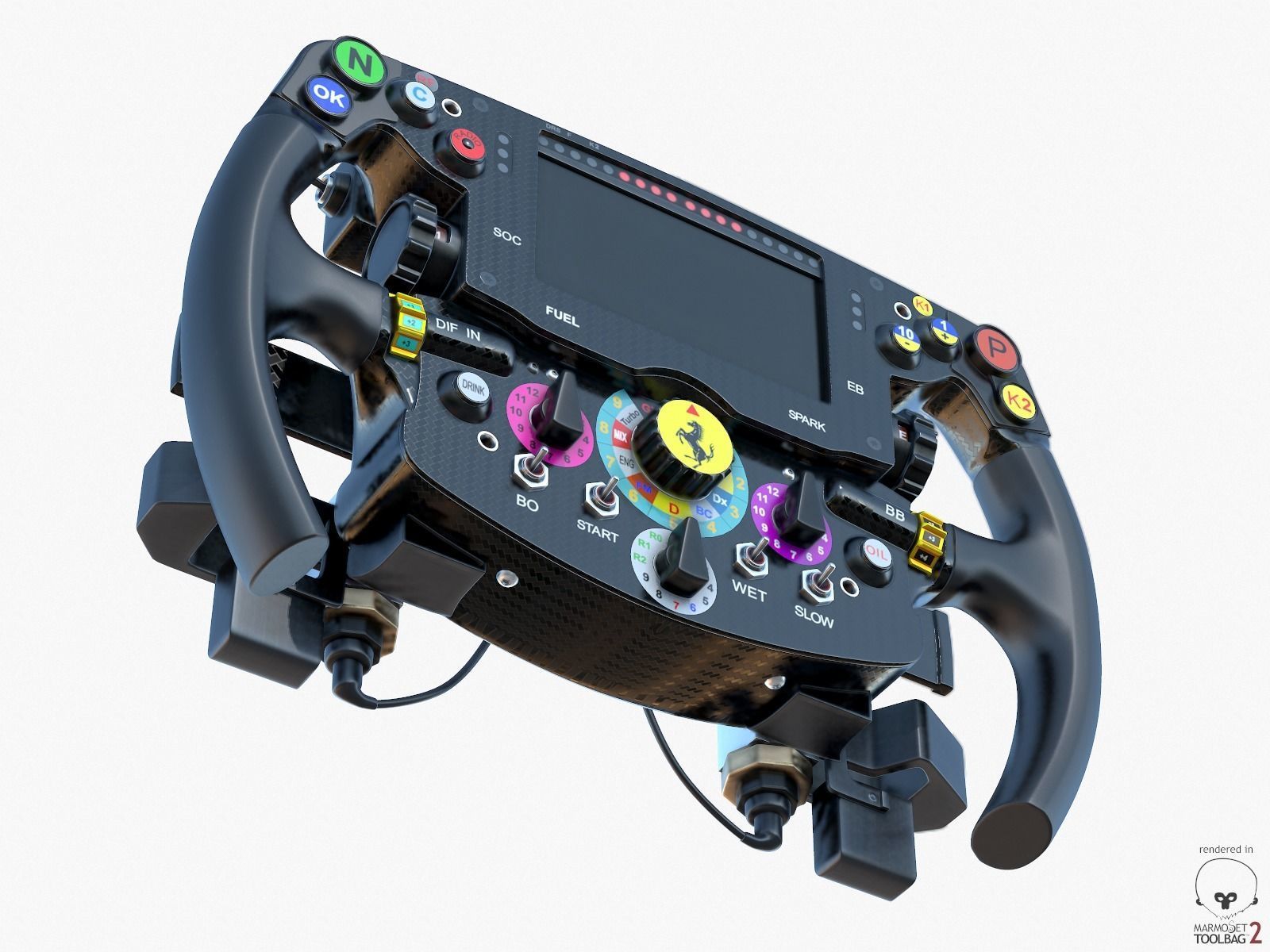 F1 Ferrari SF15-T Steer Wheel Formula PBR 2015 Low-poly 3D model_6
