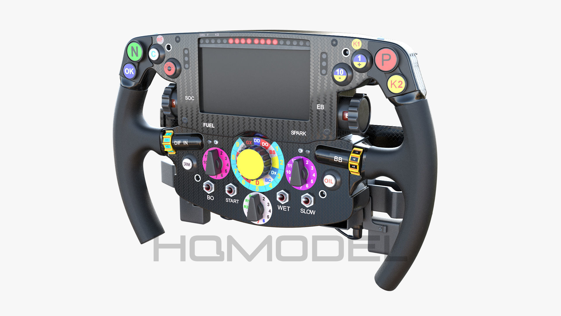 F1 Ferrari SF15-T Steer Wheel Formula PBR 2015 Low-poly 3D model_19