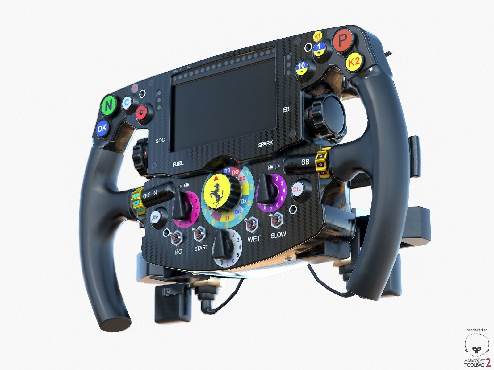 F1 Ferrari SF15-T Steer Wheel Formula PBR 2015 Low-poly 3D model_10