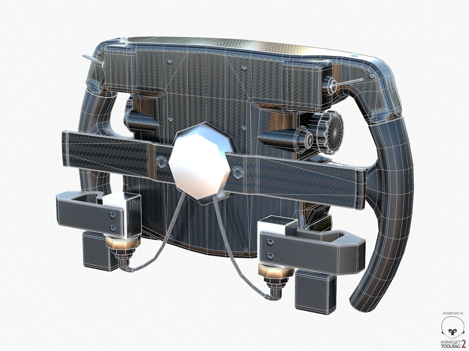 F1 Ferrari SF15-T Steer Wheel Formula PBR 2015 Low-poly 3D model_16