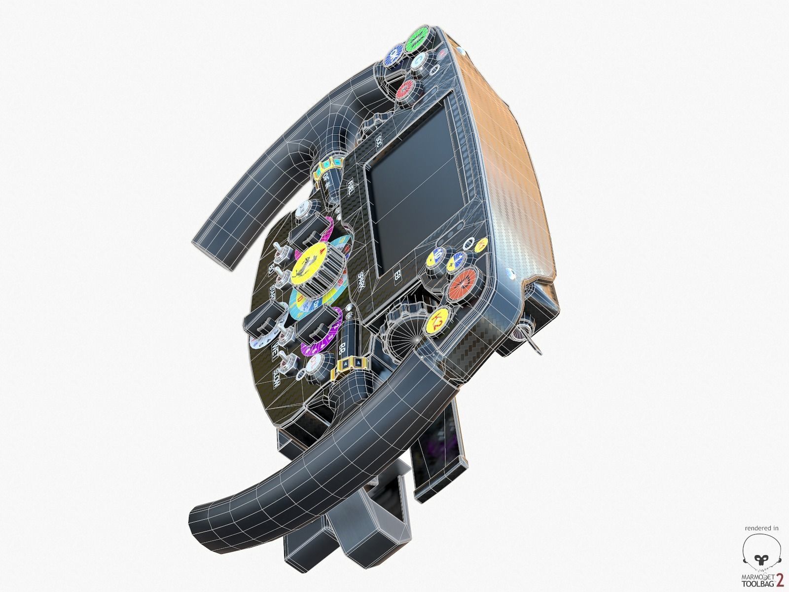 F1 Ferrari SF15-T Steer Wheel Formula PBR 2015 Low-poly 3D model_12