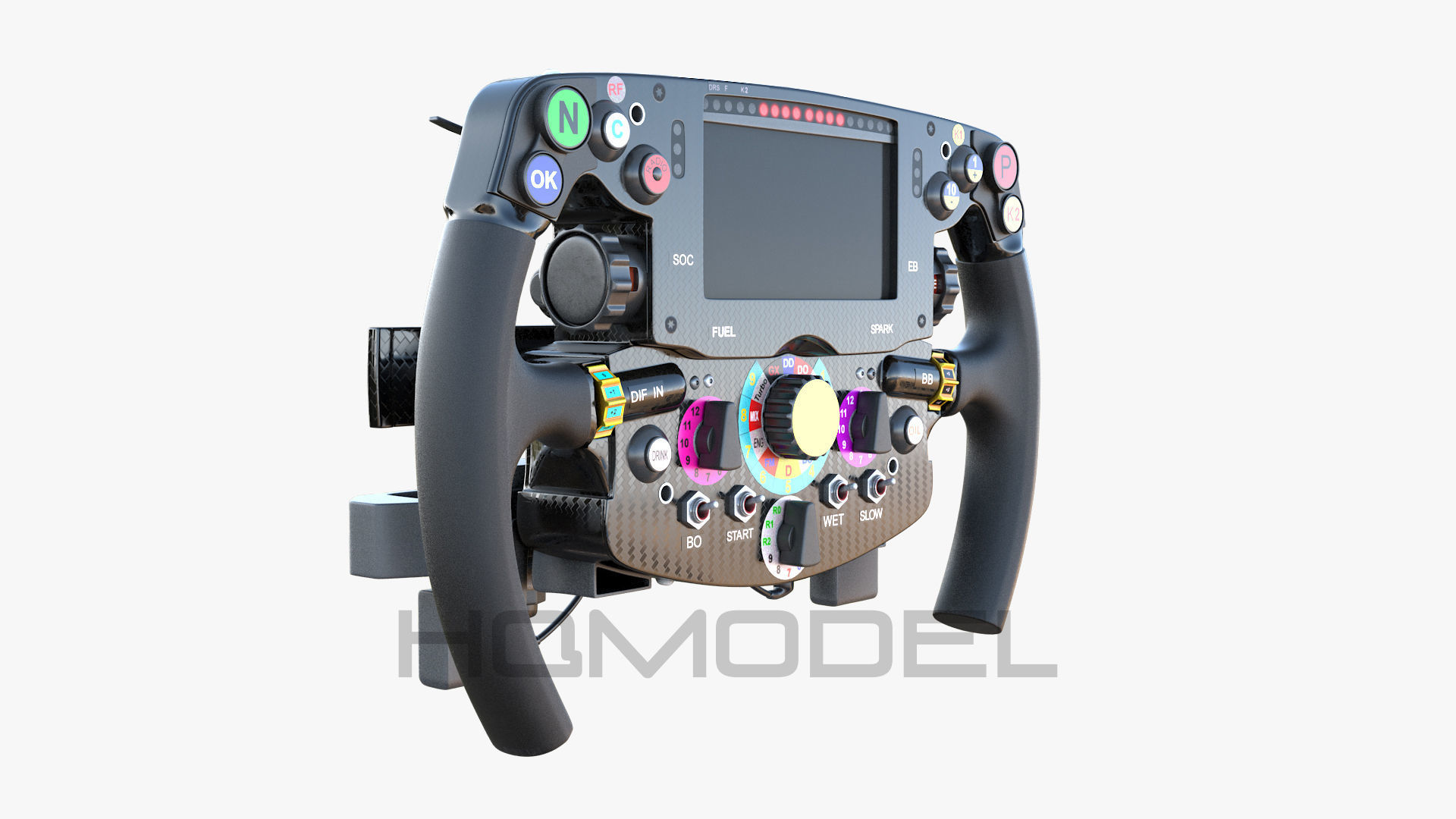 F1 Ferrari SF15-T Steer Wheel Formula PBR 2015 Low-poly 3D model_21