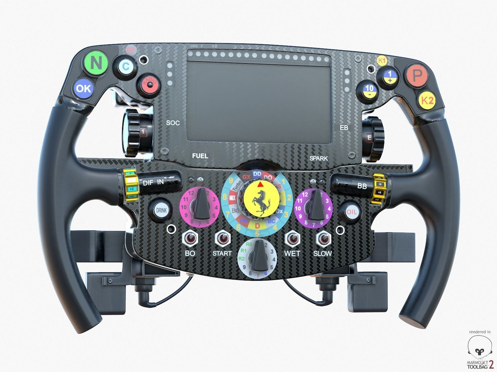F1 Ferrari SF15-T Steer Wheel Formula PBR 2015 Low-poly 3D model_4