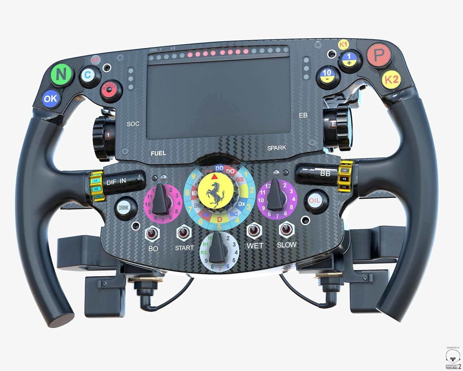 F1 Ferrari SF15-T Steer Wheel Formula PBR 2015 Low-poly 3D model_3