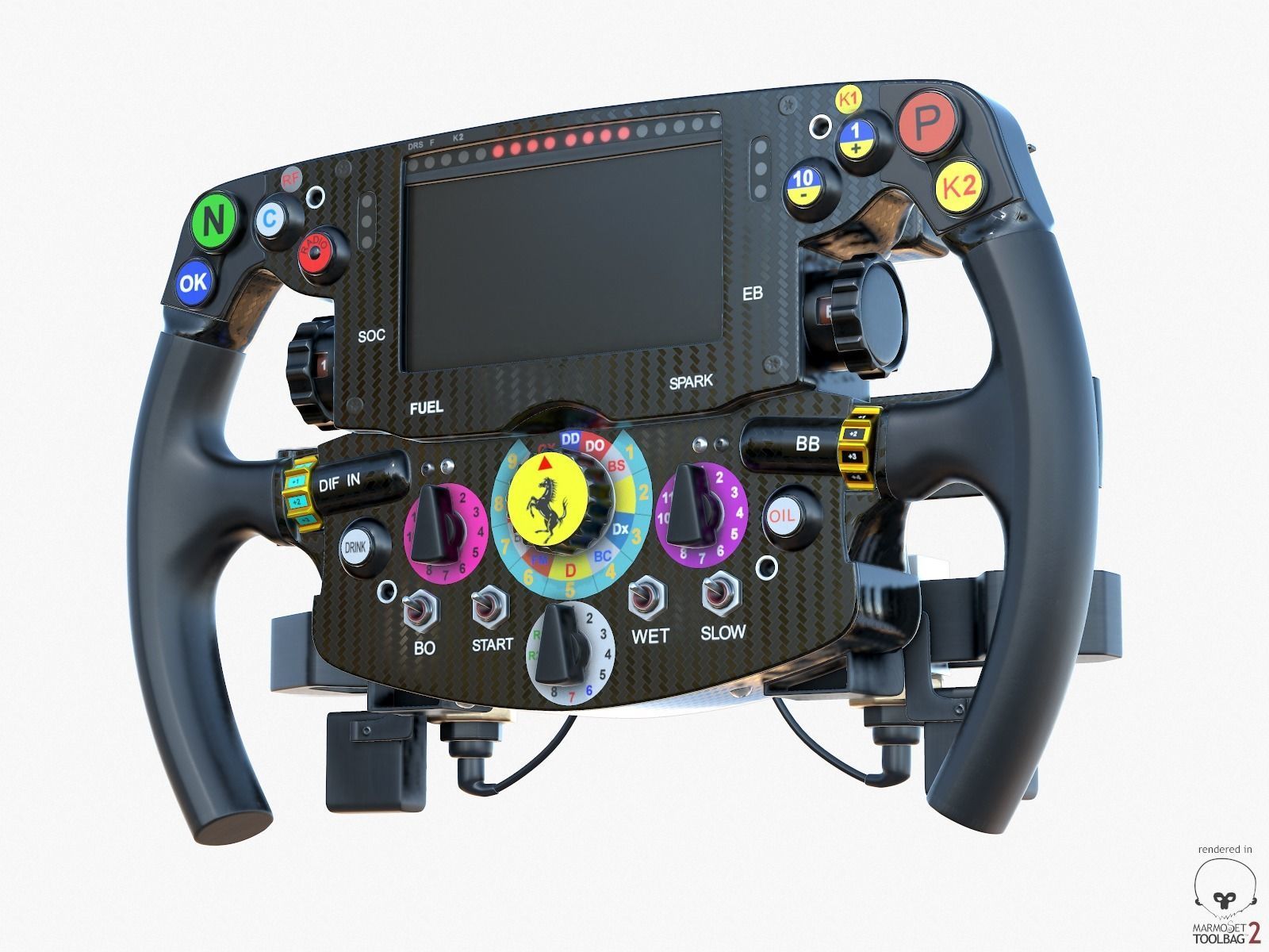 F1 Ferrari SF15-T Steer Wheel Formula PBR 2015 Low-poly 3D model_5