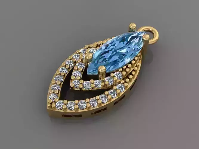 Necklace 3D Print 3D print model 3D print model topaz and diamond pendant