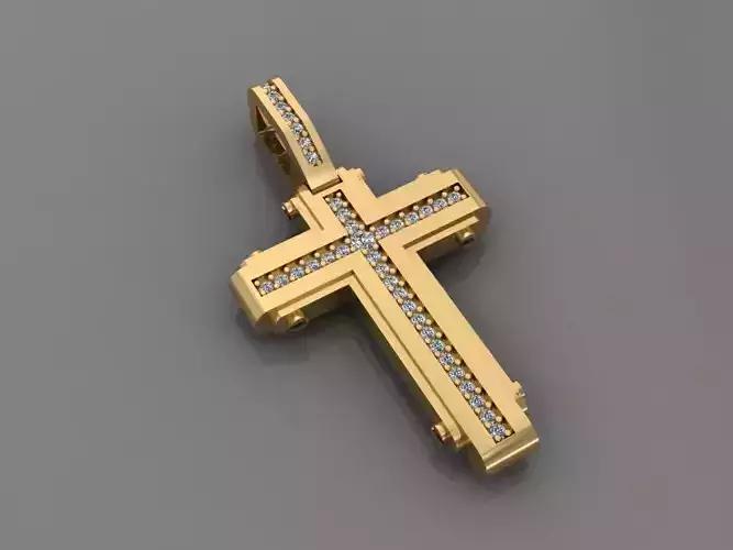 Necklace 3D Print 3D print model 3D print model gold cross pendant with diamonds