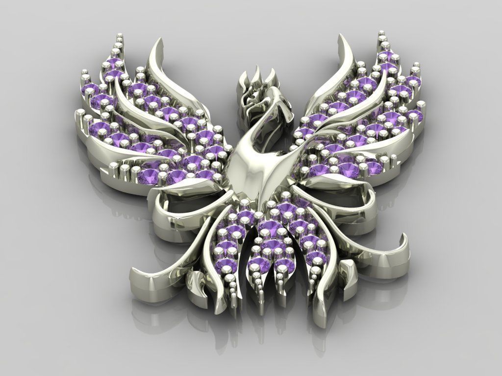 Phoenix Pendant magical Bird fire ashes 3D print model_2