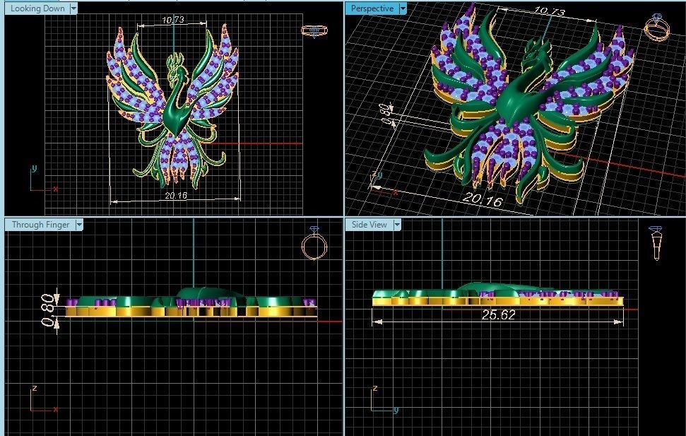 Phoenix Pendant magical Bird fire ashes 3D print model_3