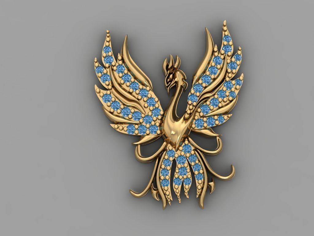 Phoenix Pendant magical Bird fire ashes 3D print model_1