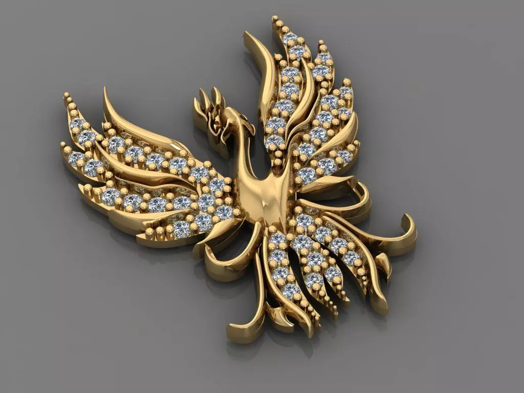 Phoenix Pendant magical Bird fire ashes 3D print model_0